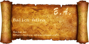 Balics Adina névjegykártya
